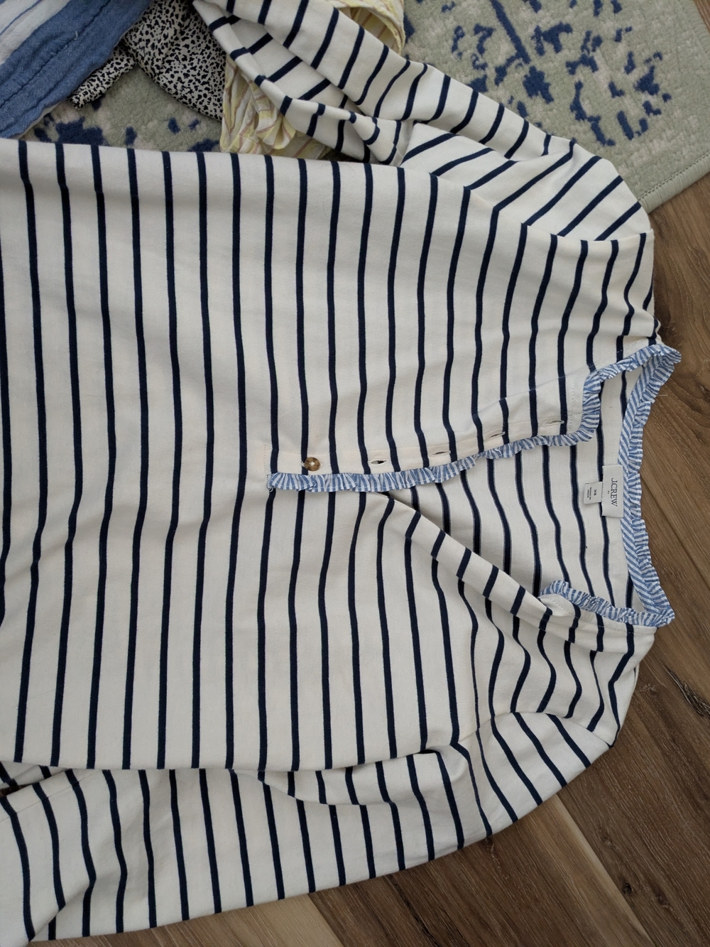 J. Crew Navy and Light Blue Striped Top